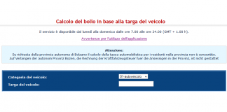 calcolo bollo auto dalla targa