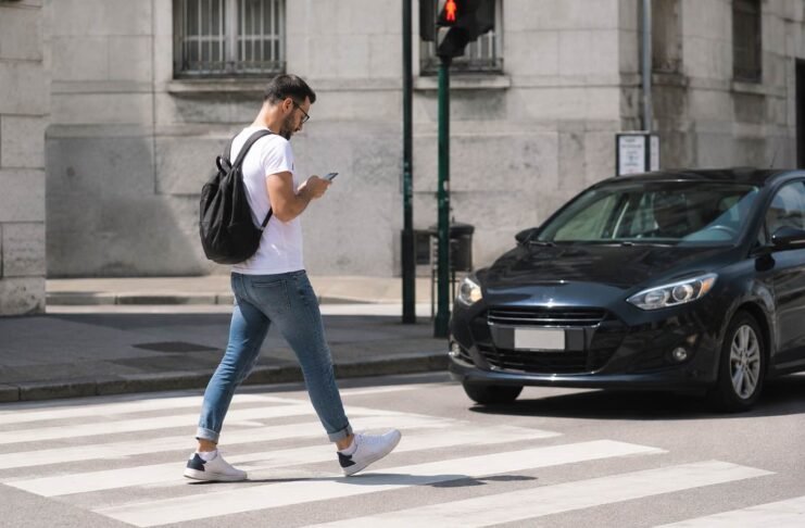 Cellulare mentre si attraversa la strada